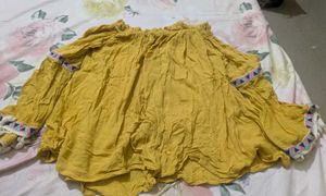 Boho Mustard Off-Shoulder Top