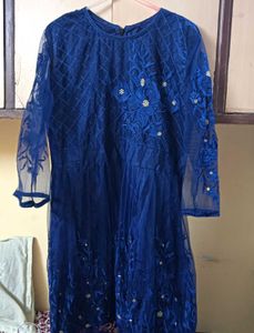 Elegant Blue Embroidered Dress