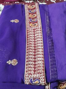 Navy Blue Designer Saree With Blouse