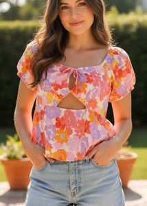 Floral Cutout Tie-Front Top (Women&#39;s)