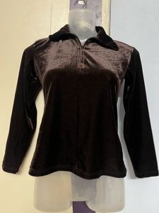 winter Brown Velvet Top