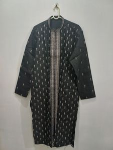 Jamewar Silk Kurta Chudidar Set (Black)