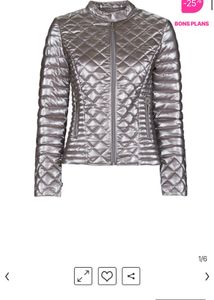 Chic Metallic Lilac Quilted Puffer Jacket