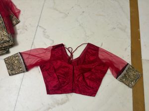 Elegant Red Embroidered Saree