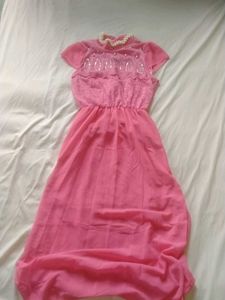 Pink Maxi Dress with Embellishments