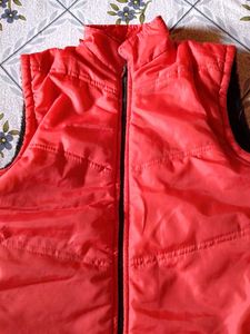 Red Sleeveless Puffer Jacket For Women