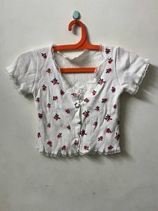 Floral Ribbed Crop Top
