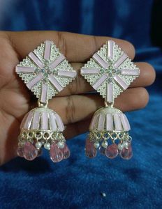 Pink Jhumka Earrings