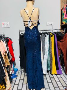 Navy Sequin Evening Gown