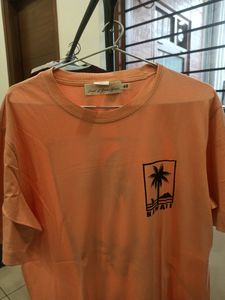 H&amp;M Peach Coral Colour Tshirt Round Neck