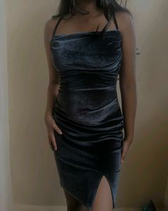 Luxe Velvet Bodycon Dress with slit
