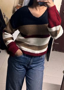 Striped V-Neck Sweater