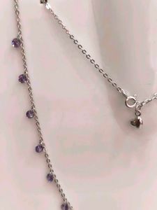 Purple Stone925 Silver Sterling Chain Necklace