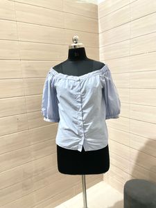 H&M Off-Shoulder Blue Top