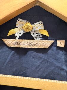 Navy Blue Button-Up Bodysuit