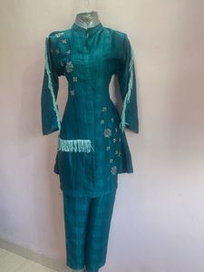 Teal Embellished Cord Set