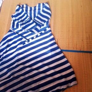 Blue With White Striped Anarkali Kurti