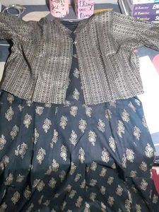Black &amp; Gold Print Maxi Dress with Jacket