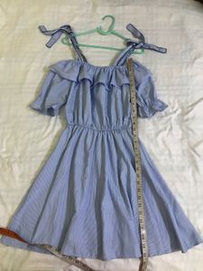 Blue Striped Off shoulder Mini Dress Bust 32-34
