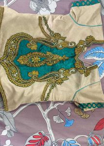 Teal &amp; Gold Ghagra