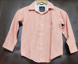 Light Coral Check Printed Shirt For 4- 5 Year Boy