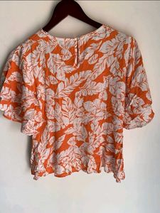 Only Brand Floral Printed Orange Top ForWomen