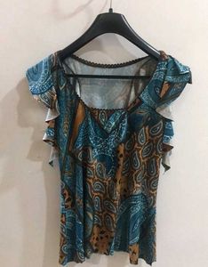 Paisley Print Ruffle Top