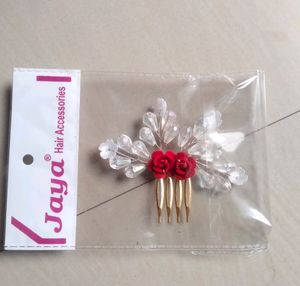 Stone Beaded with rose design Fancy Hair Clip/Side