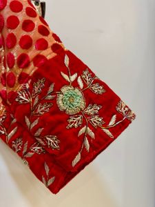 Royal Red Polka Heavy Banarasi Wedding Blouse
