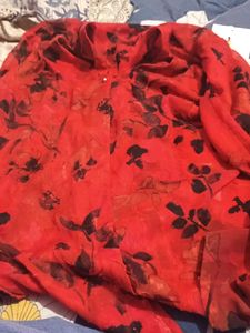Red Floral Print Top