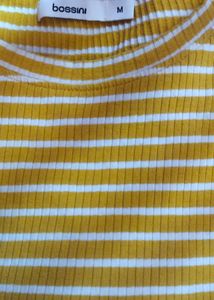 Basic Yellow And White Lining Tee🤍💛