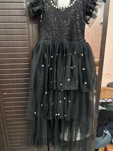 Sequin And Pearl Black Frock For Girls