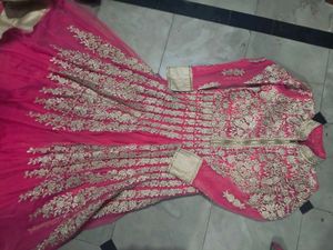 Pink &amp; Gold Embroidered Anarkali