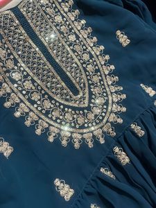 Teal Embroidered Kurta Dress