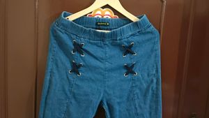 Criss Cross Designed Denim Jeggings