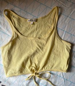 Pastel Yellow Ribbed Crop Tank Top – Size L