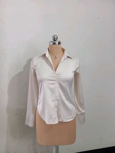 Satin Button-Down Top