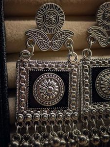 Stylish Silver Tone Dangle jhumkas