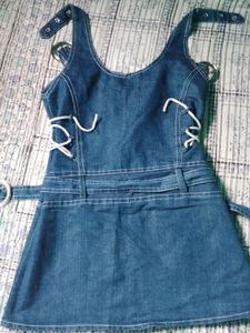Denim Dungree Top Skirt Set