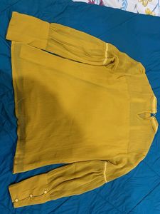 Mustard Sheer Sleeve Blouse