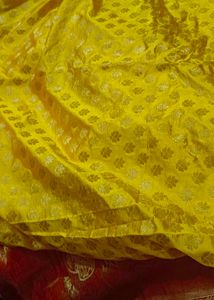 Beautiful Yellow Saree Red Border Silk