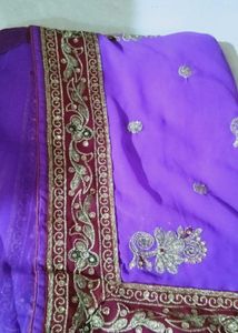 Purple Embroidered Saree