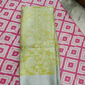 FLUOROSCENT COLOUR SILVER ZARI SAREE