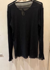 Front Tie Beautiful Black Mesh Top