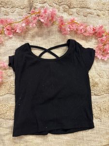 Cute Black Backless Top
