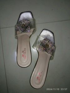 Transparent Strap With Beautiful Flower Heels