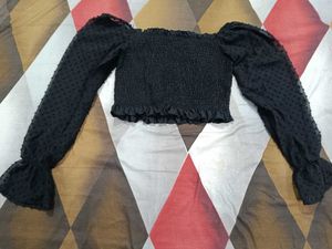 Korean Style Black Polka Dot Top