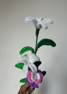 White And pink Daisy Bunch 🌸 Pipe Cleaner Flowers