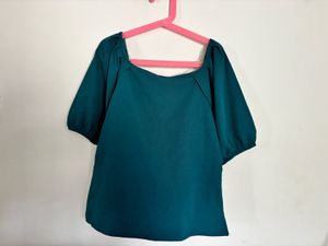Elegant Teal Puff Sleeve Top