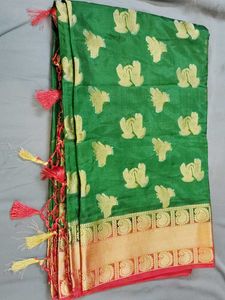 Green &amp; Gold Banarasi Silk Saree❤️